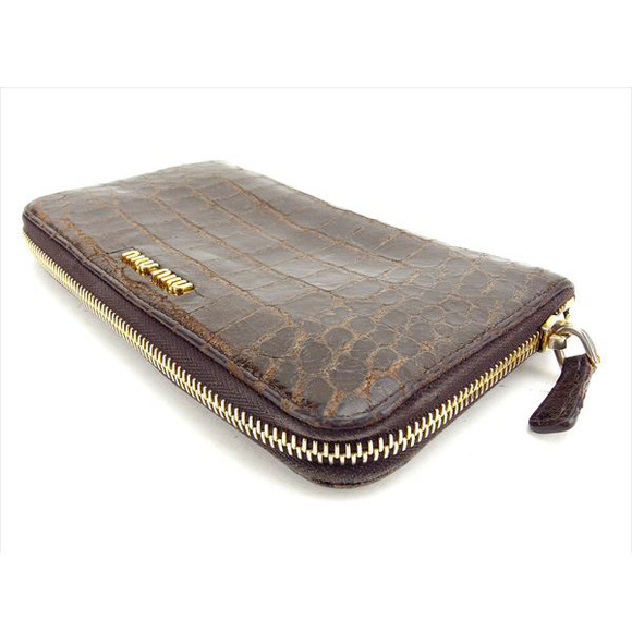 Miu Miu Long Wallet Crocodile Brown - Picture 3 of 6